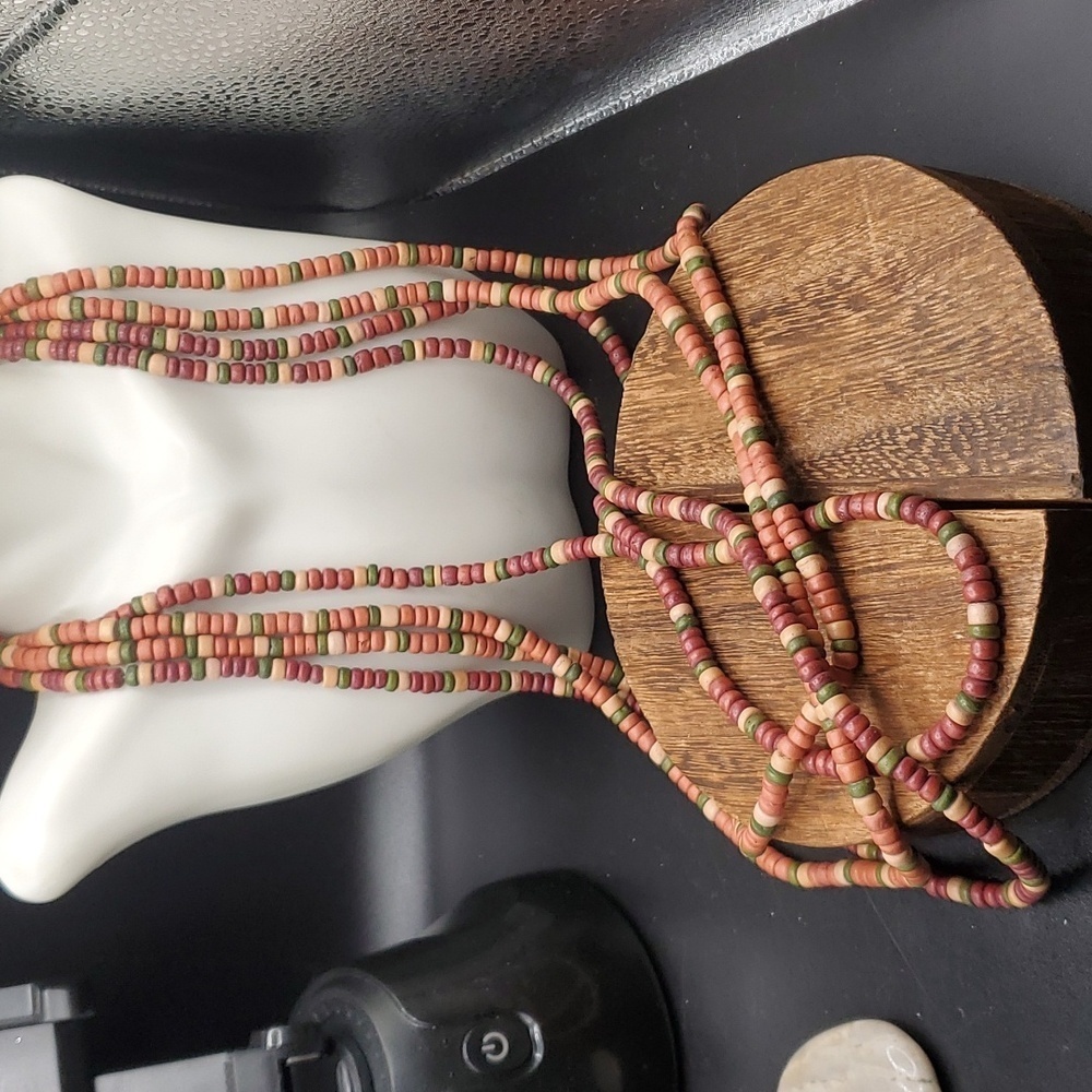 N2914‎ unakite heishi shell african necklace